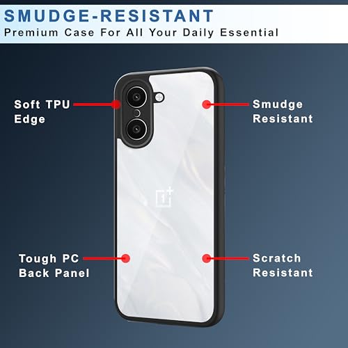 Image of CEDO Backcover for OnePlus Nord CE5 / CE 5 (5G) | Camera Protection Bump Shockproof Edge | Ultra Hybrid Transparent Acrylic Clear TPU+PC Hard Backcase Cover (Black)