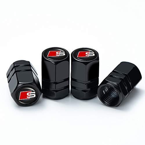 PATWAY 4 Pcs Metal Car Wheel Tire Valve Stem Caps for Audi S