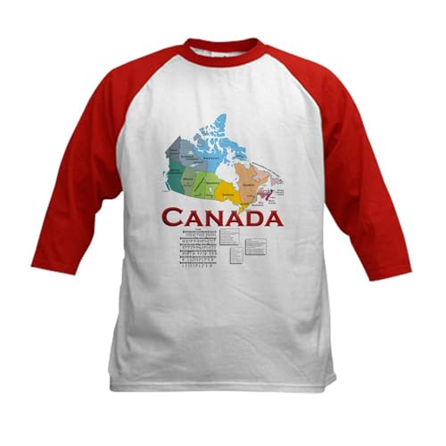CafePress O Canada: Kids Baseball Jersey Kids Cotton Baseball Jersey, 3/4 Raglan Sleeve Shirt Red/White