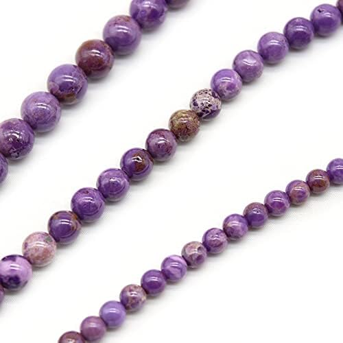 Natural Stone Purple Sugilite Round Loose Spacer Beads for Jewelry Making DIY Bracelet Strand 15" 6 8 10 12mm Pick Size Handmade Crafts (Color : Purple, Item Diameter : 10mm Approx 38beads)