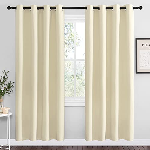 NICETOWN Beige Room Darkening Curtains 78" Long for Boho Farmhouse Home Decoration, Window Treatment Total Privacy Drape Panels for Bedroom Living Roo