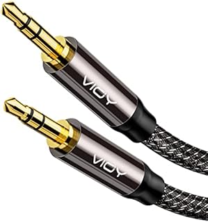 VIOY Aux Cable 2M, [Copper Shell, Hi-Fi Sound] 3.5mm Male to Male Headphone Braided Auxiliary Cord Compatible with Headphone, Smartphone, Home/Car Stereo, Speaker, Echo & More