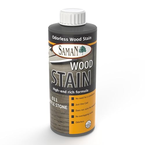SamaN Interior Water Based Wood Stain - Natural Stain for Furniture, Moldings, Wood Paneling, Cabinets (Castle Stone TEW-011-12, 12 oz)