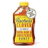 Fischer's Pure Clover Honey, 40 oz – 100% Pure, Raw, and Unfiltered Honey in a Squeeze Bottle – All-Natural Sweetener – Rich Flavor Profile, Packed with Nutrients