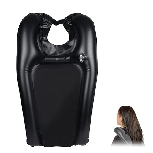 Voarge Bärbar Tvättställ för Frisörer, Hårtvätt Nackstöd för Hem, Uppblåsbart Hår Handfat, Bärbar Tvättställ för Äldre, Gravid, Handikappade, Frisörer