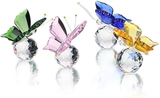 Crystal Flying Butterfly with Base Figurine,Cut Glass Collection Animal Ornament,Pack of 4