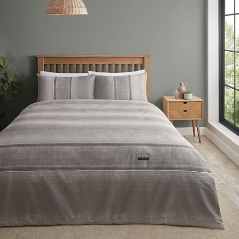 Catherine Lansfield Grey Denim Duvet Set Cover