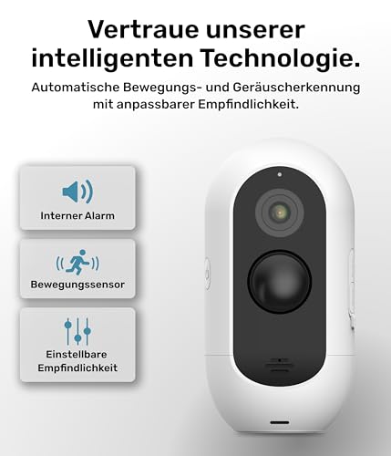 PetTec Cam Free Outdoor Hundekamera Wireless - Wetterfeste WLAN-Kamera für Hunde mit 3MP, digitalem Zoom, 2-Wege-Audio, extrem starker Akku - bis zu 9 Monate je Ladezyklus