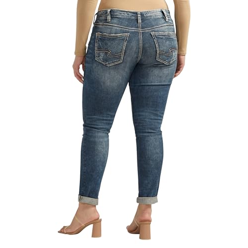 Silver Jeans Co. Women's Plus Size Girlfriend Mid Rise Skinny Jeans3