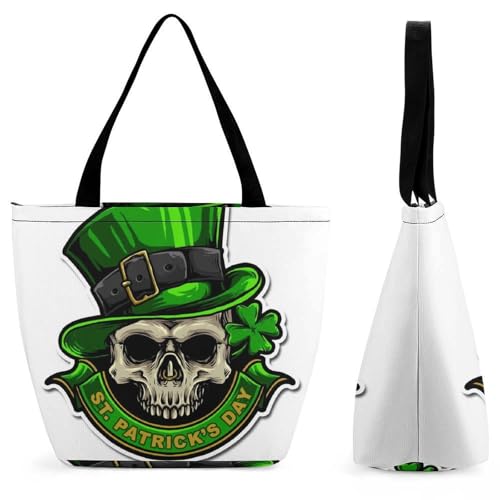 Sac bandoulière crâne chapeau vert femme grand sac de shopping voyage