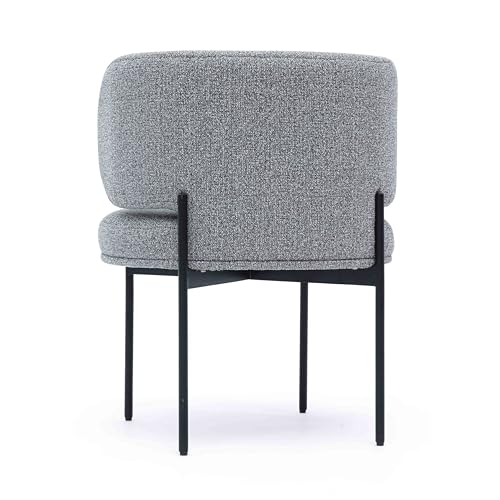 Tov Furniture Maureen Speckled Grey Performance Boucle Upholstered Dining Chair with Metal Legs - Thumbnail 5