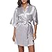 Produktbild Zegeey Damen Morgenmantel Kimono Kurz Robe Bademantel Nachtwäsche Sleepwear V Ausschnitt Sommerkleid mit Gürtel Dem Satinstoff für Brautjunfer Hochzeit Karneval Fasching