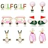 4Pairs Golf Stud Earrings Golf Ball Bag Cart Earring Studs Statement Golf Themed Earrings Golf Jewelry for Women Sport Game Day Golf Accessories Outfits Gifts