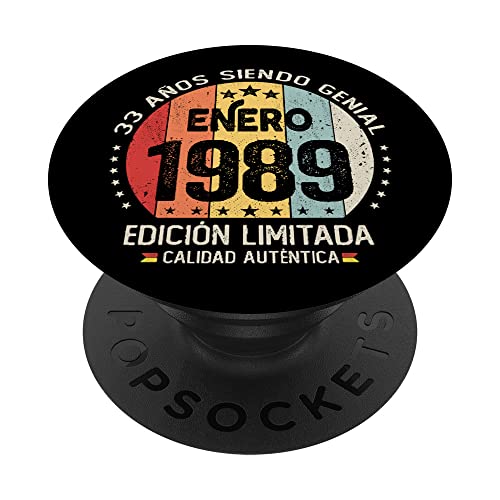 Regalo 33 años Cumpleaños Hombre Mujer - Enero 1989 PopSockets PopGrip Intercambiable