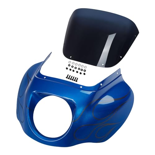 Image of Front Headlight Quarter Fairing Windshield Fit For Harley Softail Low Rider FXLR Street Bob FXBB 2018-2020 Low Rider S FXLRS 2020-2025 Softail Standard FXST 2020-2024 Electric Blue