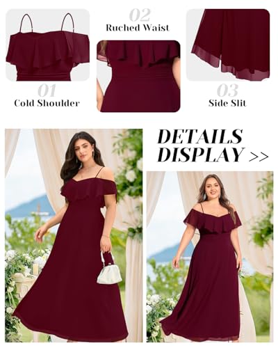 Image of Pinup Fashion Women Plus Size Bridesmaid Dresses - Off The Shoulder Formal Wedding Guest Bridal Shower Long Dress