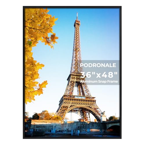 Podronale 36x48 Poster Frames 1Pcs Plexiglass Black Aluminum Snap Frame