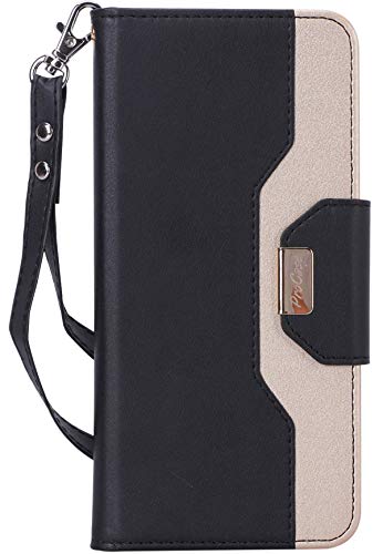ProCase Wallet Case for LG V40, Flip Kickstand Case with Card Holders Mirror Wristlet, Folding Stand Protective Cover for LG V40 ThinQ 2018 Release -Black
