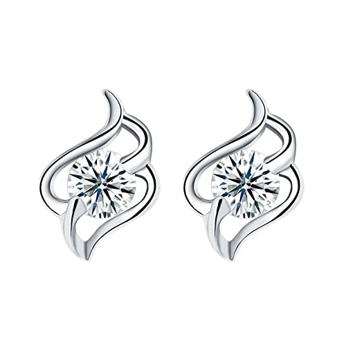 Pendientes de plata 925 de ley geométricos con zirconia cúbica pulida KnSam