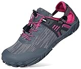 Womens Mens Water Shoes Arch Support Quick Dry Barefoot Sneakers Aqua Sports Beach Swim Shoes Wide Width Toe Box Kayak Hiking River Trail Running Zero Drop Sole,Grey Rose,39,7.5 US Women/6.5 US Men