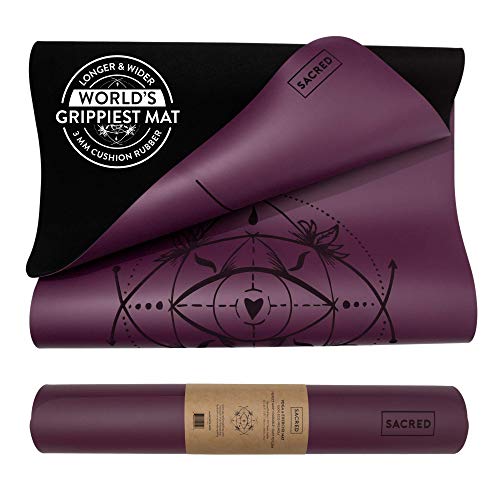SACRED Yoga Extra Grip Reversible Yoga Mat with Strap | Non-Slip & Durable