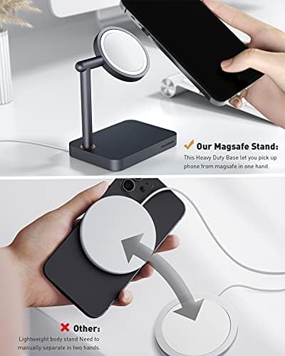 Maxonar Adjustable Magsafe Charger Stand Heavy-Duty Premium Metal Holder Mount Base Mag Safe Desktop Setup Dock for iPhone 12/iPhone13 MagSafe Charger (Not include Magsafe Charger) Space Grey