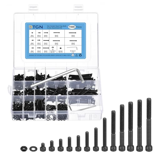 DTGN 1500Pcs M3 Metric Screw Assortment, Bolts and Nuts Kit