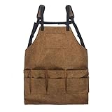 Namvo verstellbarer Gurt Gartenarbeitsgerät Schürze mit 5 Taschen, wasserdichte Leinwand Gartenwerkzeug Schürze (Tan)