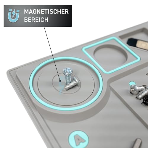 GALLUNOPTIMAL Support de travail avec insert en silicone ESD résistant à la chaleur jusqu'à 500 °C - Organiseur de composants et d'outils - Partie magnétique - Pour travaux de soudure/réparation - 45 – vue 8