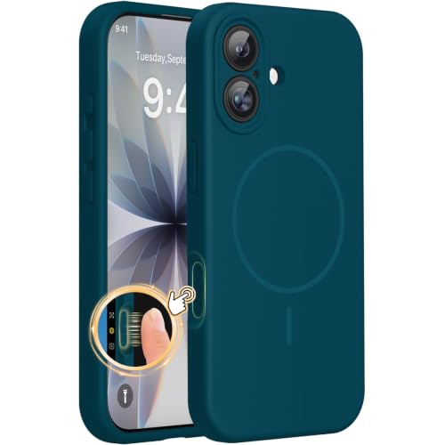 Image of Miracase Magnetic for iPhone 17 Case, Compatible with MagSafe, Integrated Silicone Camera Control Cover, 3.0mm Thicken Shockproof Drop Protection Phone Case for 17,Teal