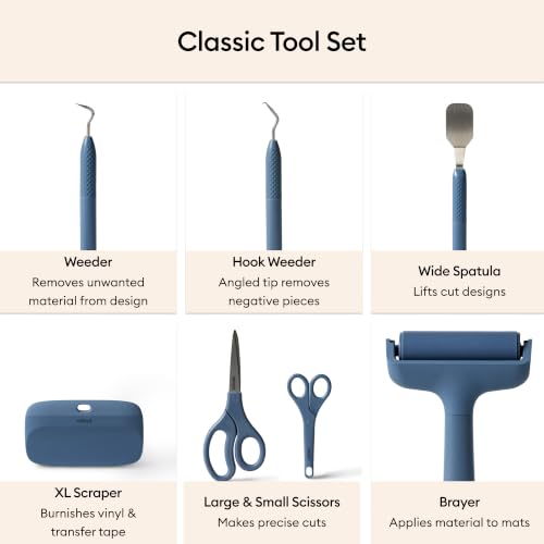 Image of Cricut Ultimate Toolset, Blue - 7 Precision Craft Tools | Weeder, Hook Weeder, Wide Spatula, XL Scraper, Small & Large Scissors, & Brayer -Perfect for Weeding Vinyl, Scrapbooking, DIY