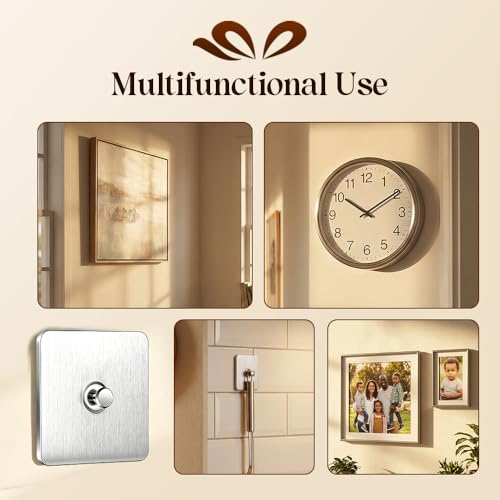 Image of Drill Free Adhesive Hooks,Picture Hangers Without Nails,Adhesive Wall Mount Screw Hooks for Hanging,Nail Free Wall Hangers for Kitchen,Bathroom (Steel /6PCS, Spike Diameter 7mm)
