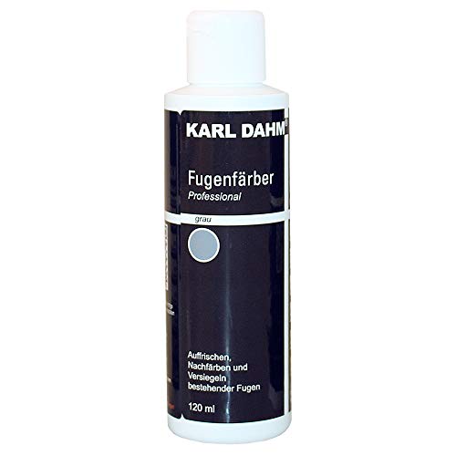 Karl Dahm Tinte para juntas, color gris, 120 ml, reparación de juntas y pintura para juntas en 3 colores diferentes, para juntas de azulejos, tintar y sellar gris, para interiores – 12301