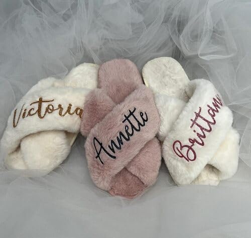 Miniatura 8 de Name Customization Fluffy Slippers - Christmas Gifts for Women - Bridal Party Gifts - Personalized Christmas Gift Box Ideas for Mom, Girlfriend -