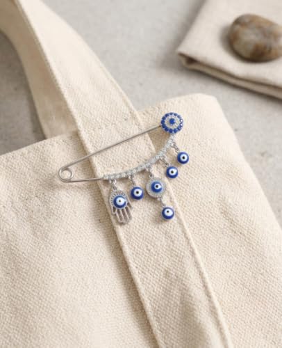 Image of Muslim AllahTurkish Evil Eye Hamsa Hand of Fatima Brooch Pins Jewelry Gift