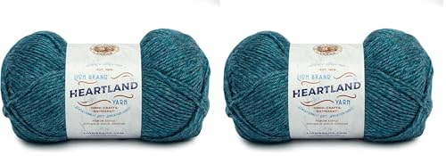 Image of Lion Brand Yarn Heartland Yarn for Crocheting, Knitting, and Weaving, Multicolor Yarn, Glacier Bay, 600 Foot (Pack of 2)