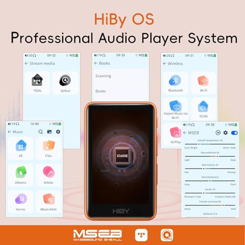 Image of HiBy R1 HiFi MP3 Player with Bluetooth 5.1 Hi-Res Audio Certified DSD 256 Native Tidal Qobuz Player MSEB Tuning 3 inchTouchscreen 2TB Expanded Memory