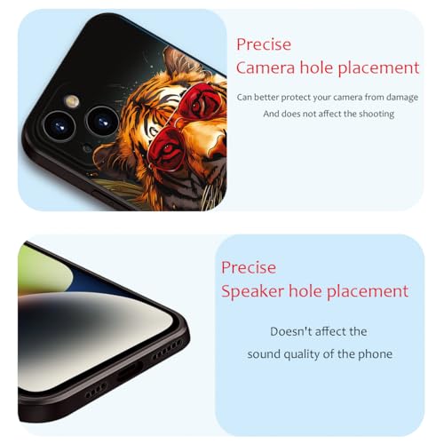 Printed with Tiger for iPhone 14 case, Fashionable Unique Tiger Eyewear Design Silicone Soft Shockproof case,showcasing Personal Charm (A1- Tigers-Animal)