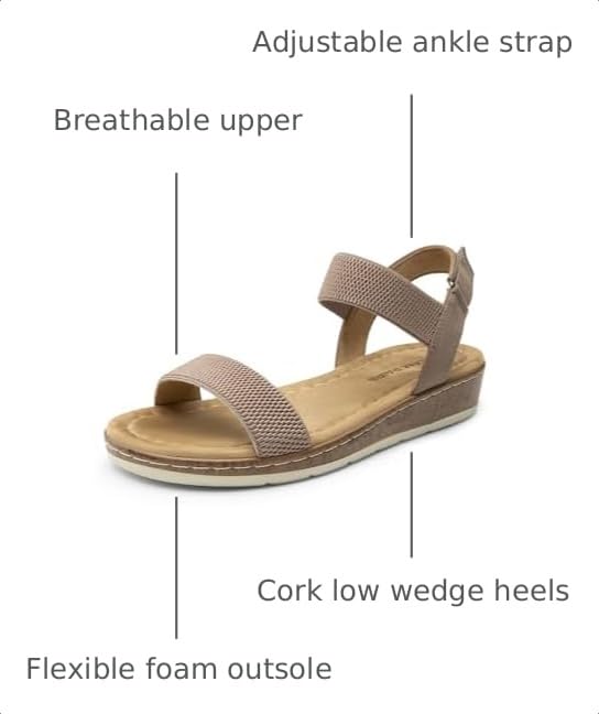 Image of DREAM PAIRS Women's Low Wedge Casual Sandals