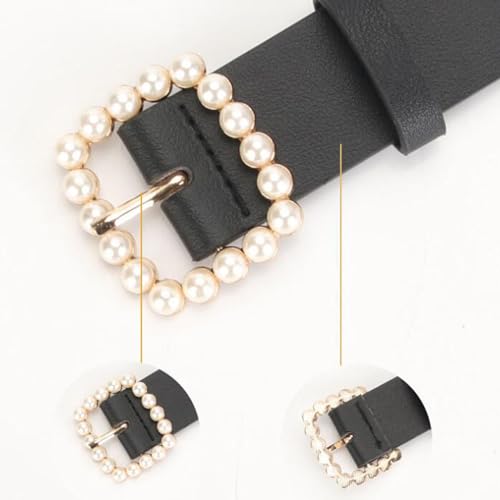 eYLun Womens Leather Belt Square Buckle Ladies Belt Grommet Leather Waist Belts for Dress Jeans Pants2