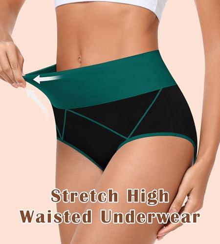 Image of DUKAWA High Waisted Underwear Womens Cotton Soft Breathable Briefs Ladies Panties Multipack (Regular & Plus Size)