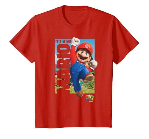 The Super Mario Bros. Movie It’s-a Me Mario Poster T-Shirt, Enfant, Rouge, 12 Ans