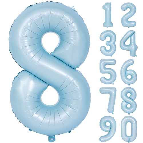 Image of 40 In Matte Blue Number Balloon 8 large Big Foil Mylar Balloon Blue Balloon | Party Decorations Suitable For Boys' And Girls' Birthday Parties digital 8