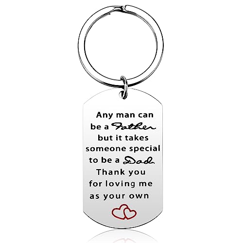 Keychain Christmas Gifts for dad: Personalized Gift Idea for stepfather from Daughter Son on Birthday Fathers Day - Stainless Steel Outdoor men's Lightweight car house key organizer
