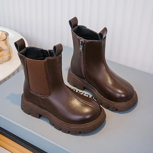 Girls Combat Dress Boots Non-𝐒lip Side Zipper Plain Fashion Riding Boots Birthday Party Princess Dress Shoes2