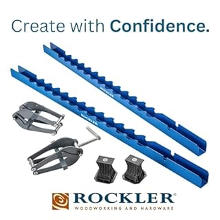 Rockler Parallel Clamps, Deluxe Single Panel Clamps w/Scissor Couplers - Adjustable Clamp for Table & Benchtops - 4-Way Pressure Steel for Flat Panels & Flush Joints w/Clamp Rails & Feet