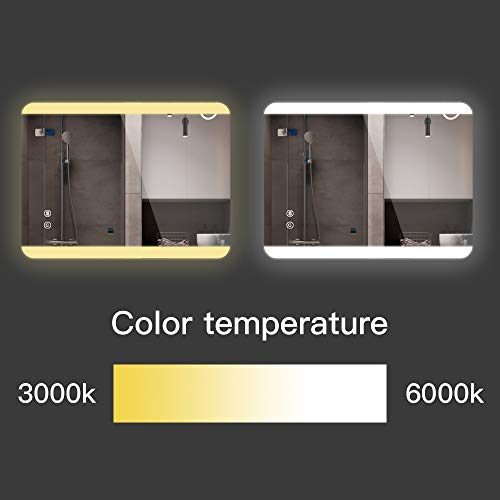 Janboe Bathroom Mirror Wall Mounted Illuminated 500x700mm Bathroom Mirror with Touch Switch + Demister…