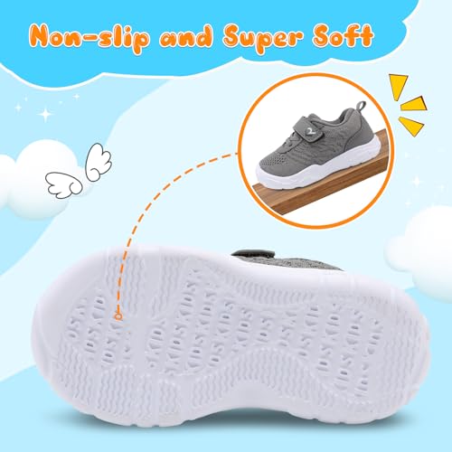 Relxfeet Toddler Boys Girls Shoes Barefoot Sneakers Fashion Lightweight Breathable Tennis Walking Shoes Wide Toe Box Normal Gray Size 6 thumb #4