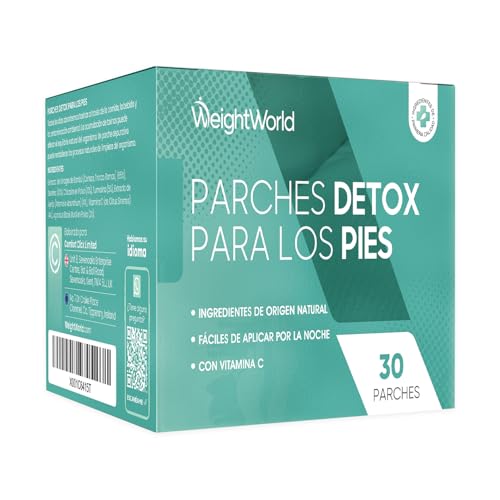Parches Detox para Pies - Programa Detox Nocturno de 15 Días con 7 Ingredientes Naturales como Vinagre de Bambú, Ajenjo y Vitamina C para Actuar por Dentro y Fuera del Cuerpo - 30 Parches