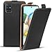 Produktbild Conie Flip Cover Hülle für Samsung Galaxy A51, PU Ledertasche in Schwarz klappbare Handyhülle innen weich gefüttert, Galaxy A51 Hülle Schwarz